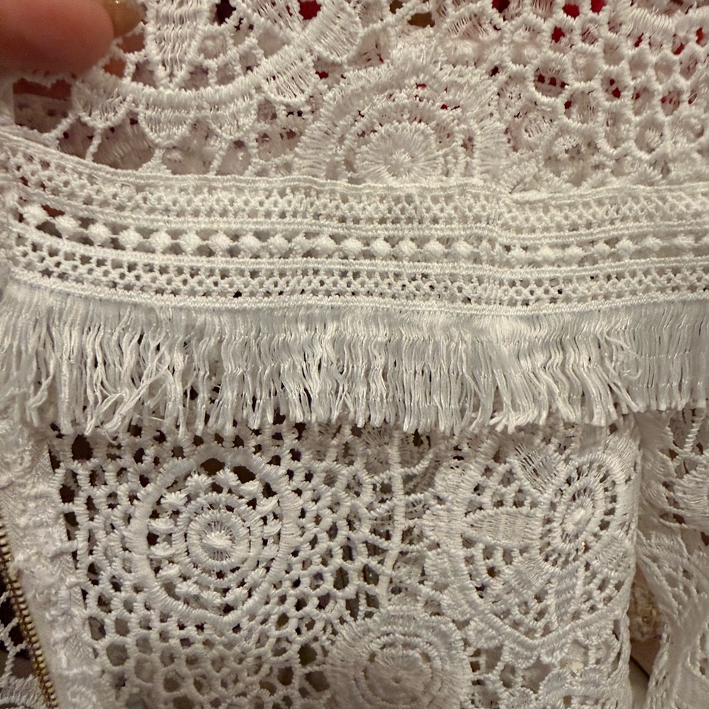 Masseys White Lace Bomber Jacket - Picture 9 of 13